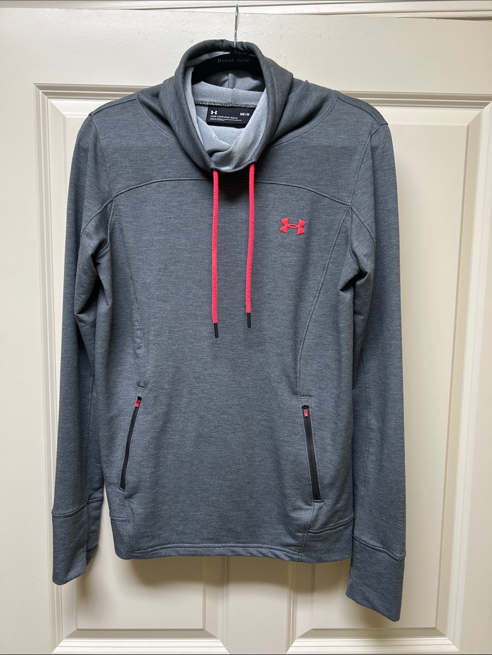 Under Armour Gray Pullover Hoodie with Pink Accents
